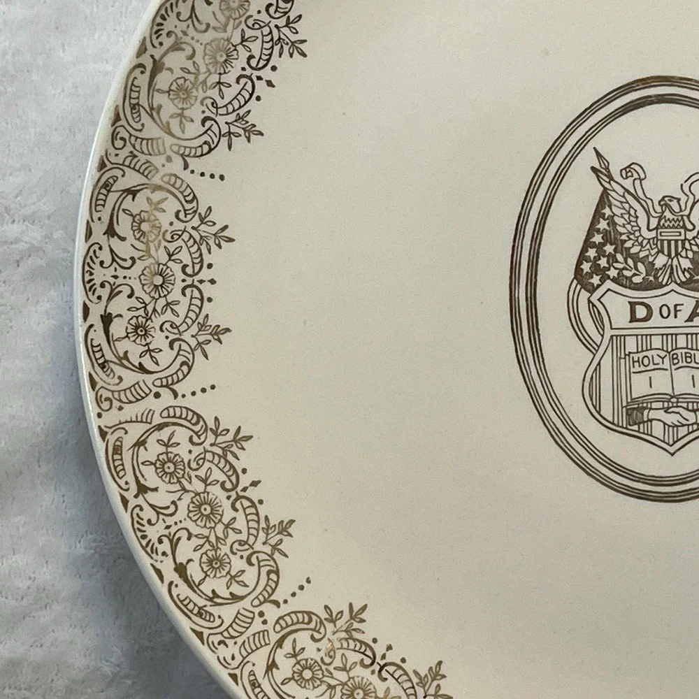Glamour American Limoges Plate Daughters Of America Holy Bible 22K Gold Trim USA